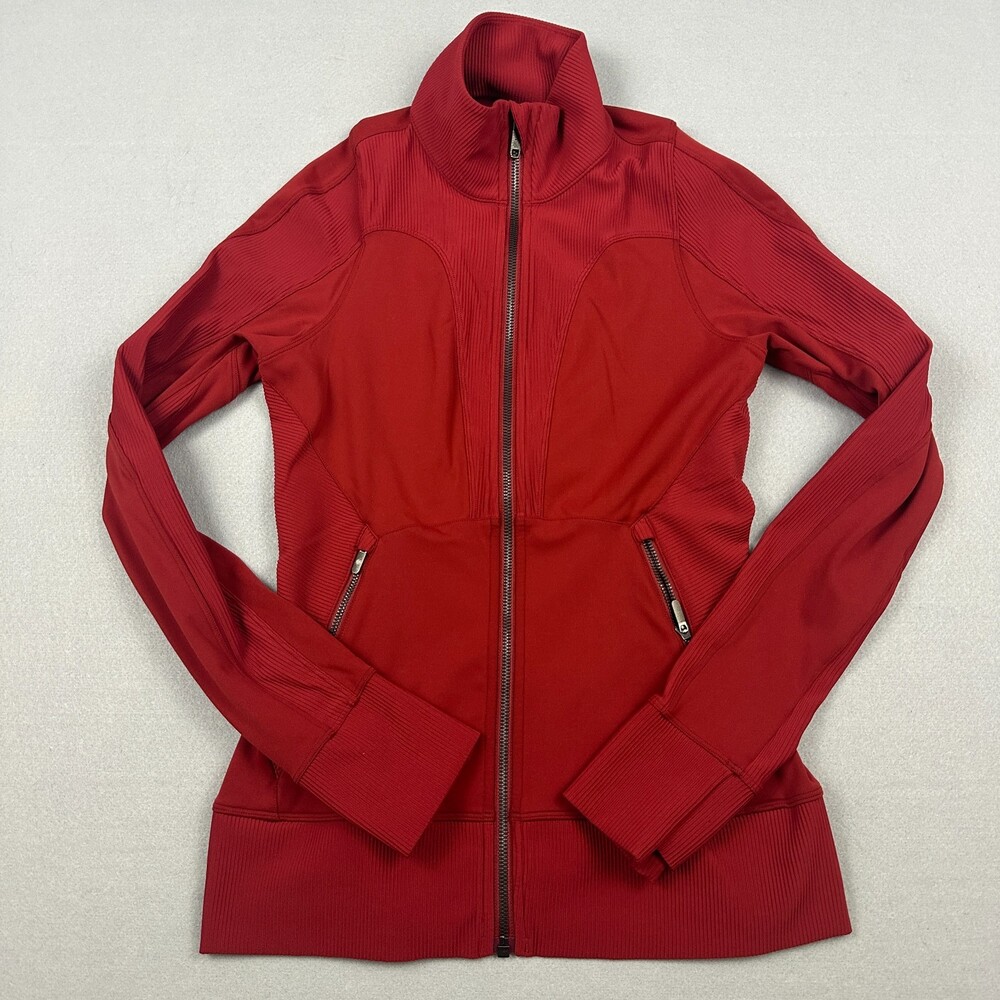 Lululemon Jacket Women 6 Dark Sport Red Movement To Movement Full Zip Sleek